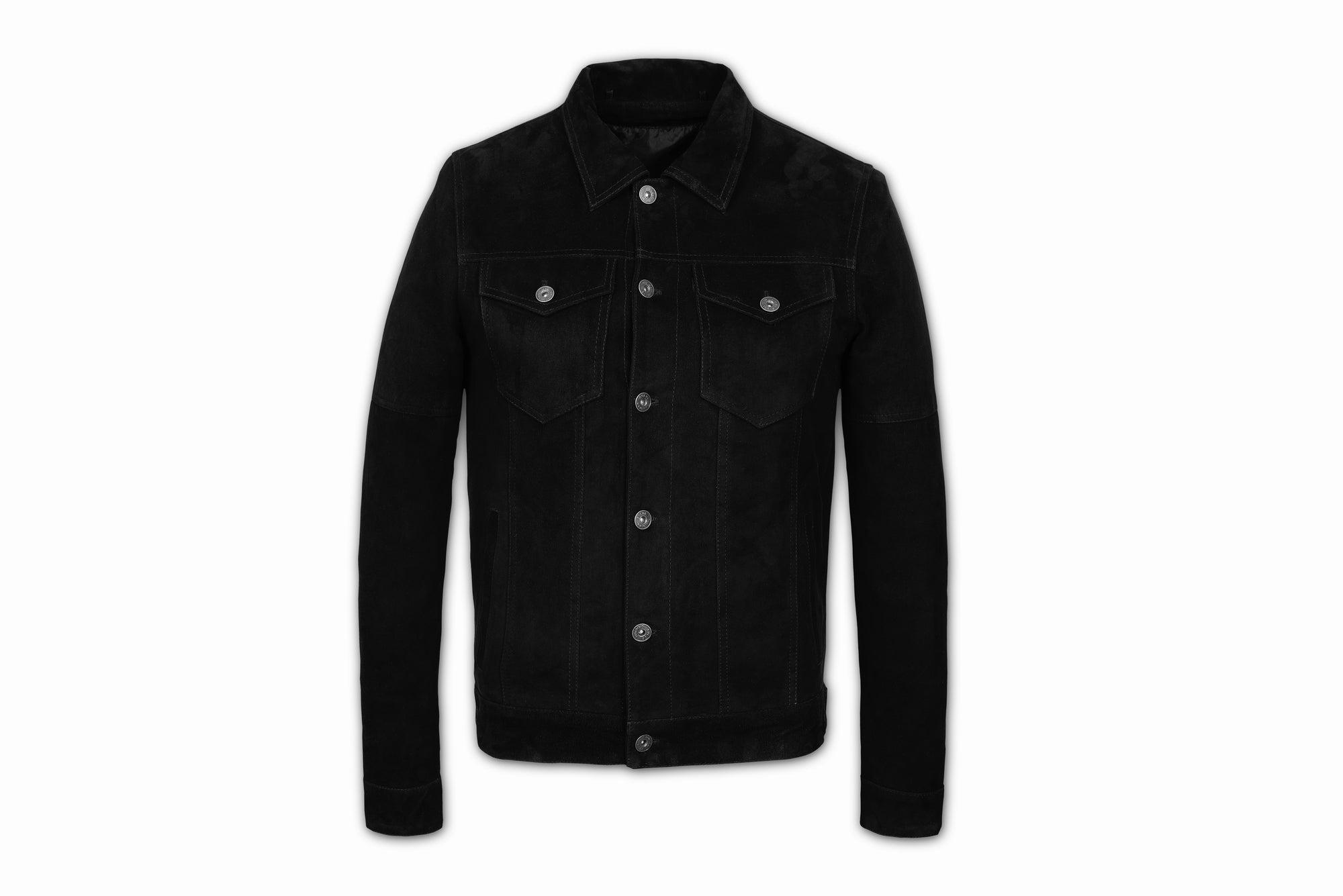 Suede Trucker Jacket: San Francisco Man Black