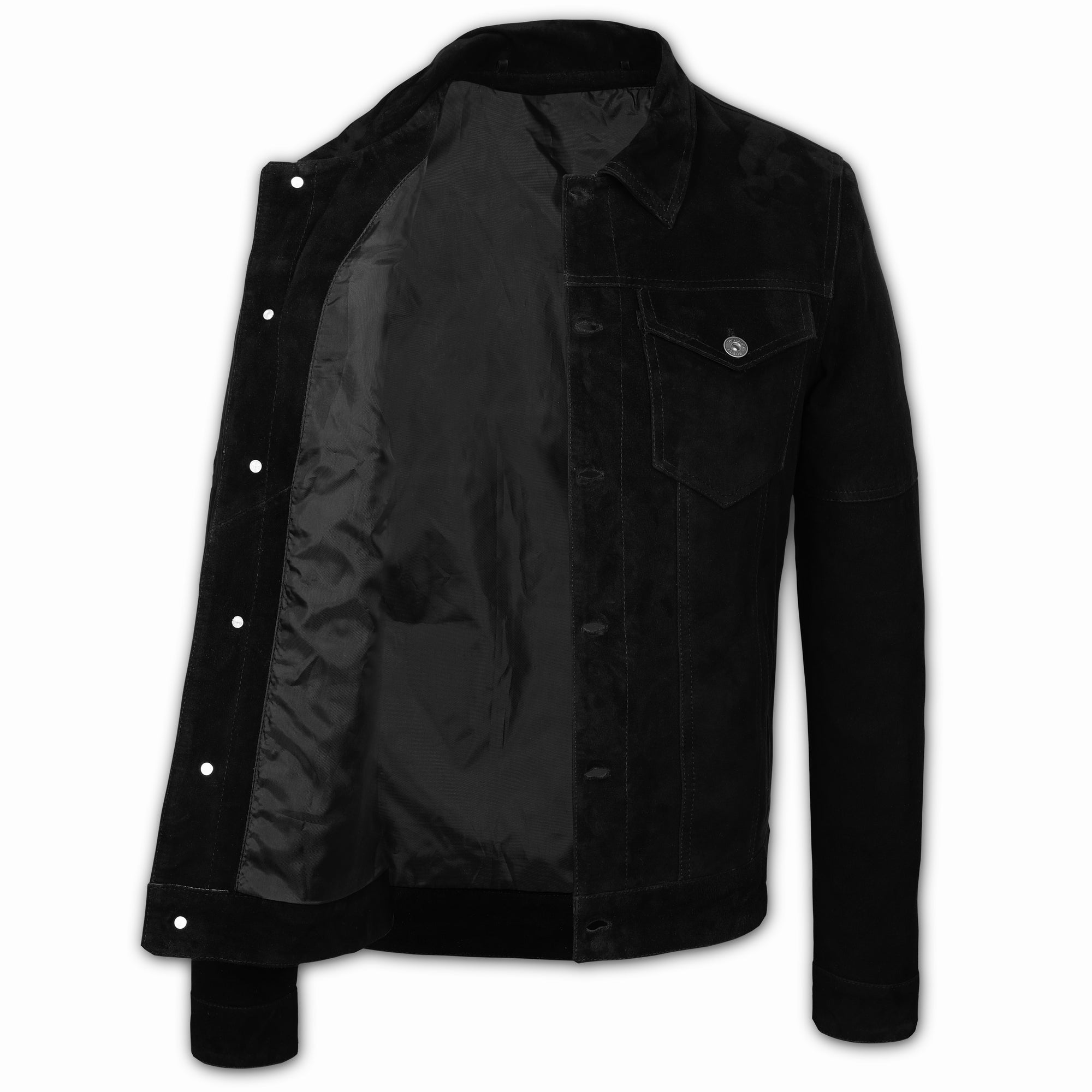 Suede Trucker Jacket: San Francisco Man Black