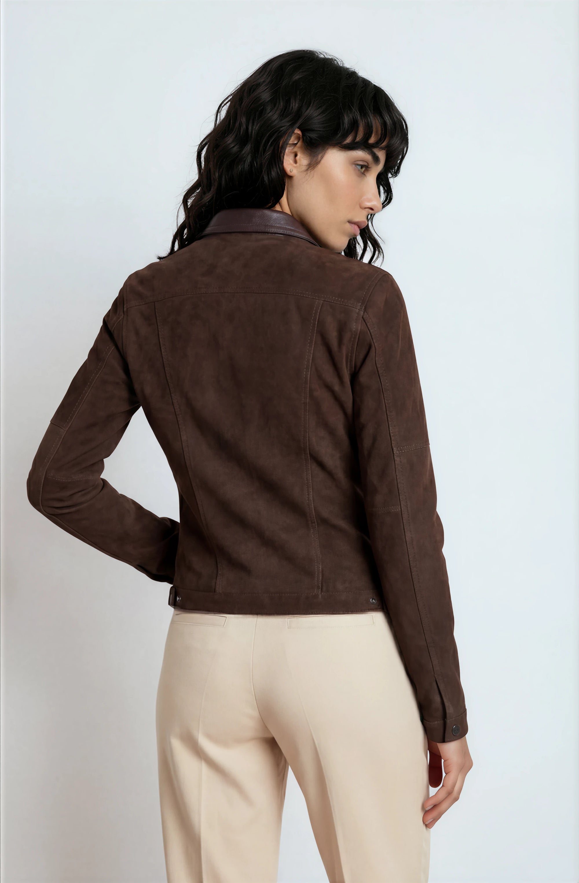 Brown Suede Trucker Jacket San Francisco Lady 2.0