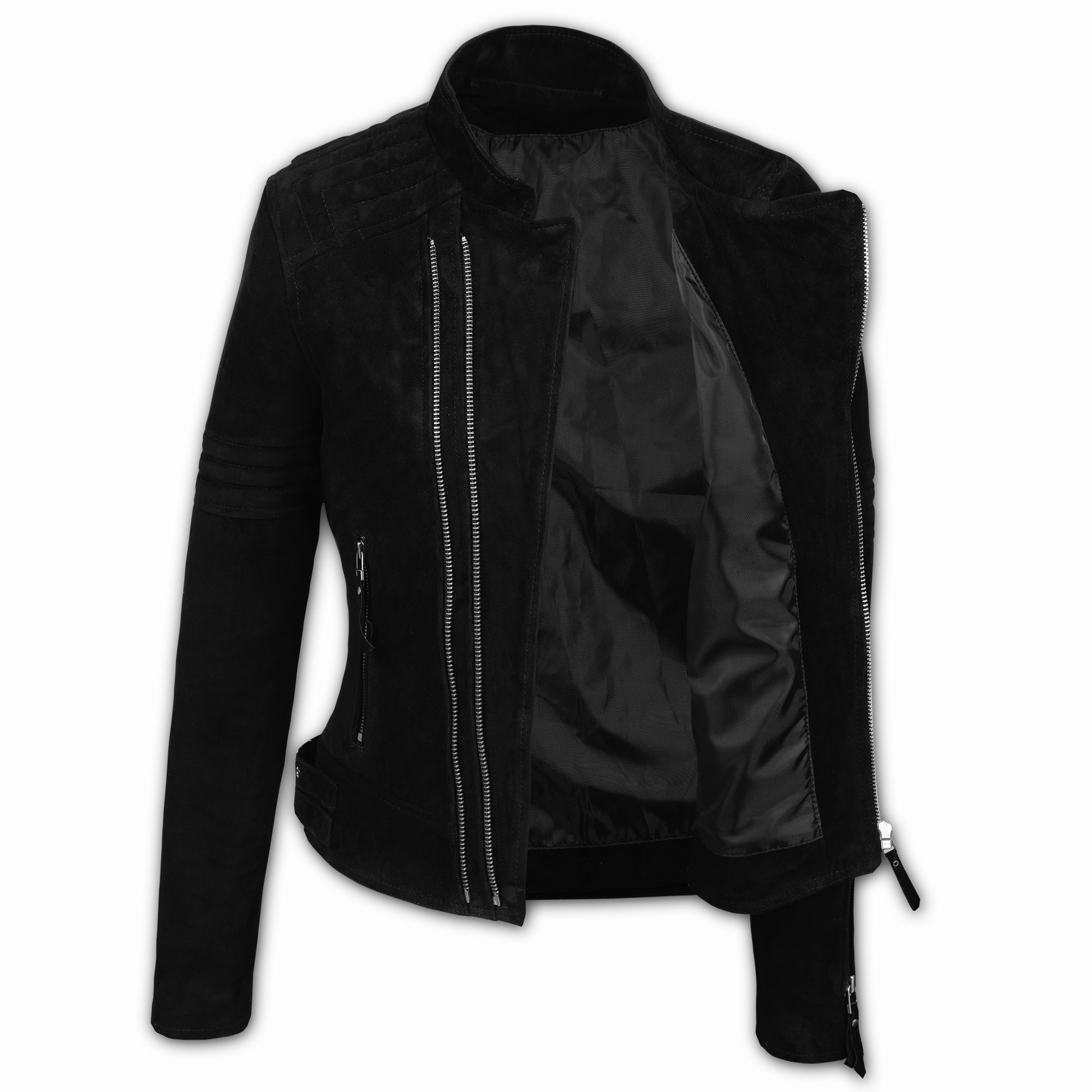 Suede Biker Jacket: Berlin Lady Black