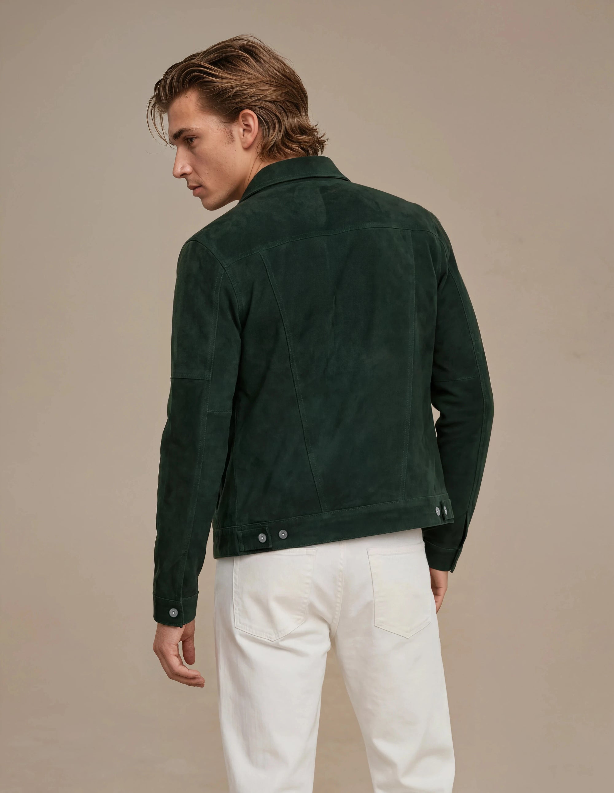 Green Suede Trucker Jacket San Francisco Man