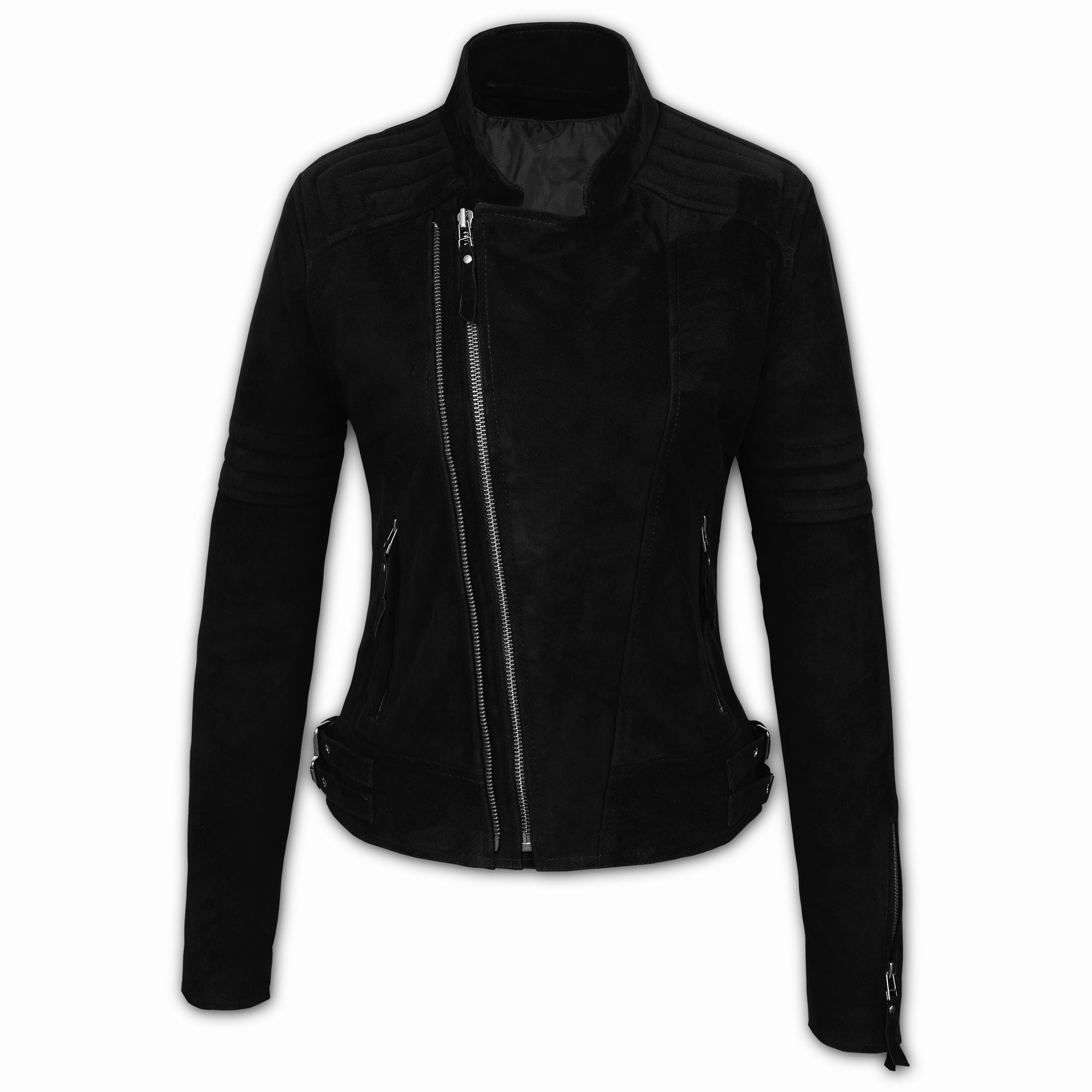 Suede Biker Jacket: Berlin Lady Black