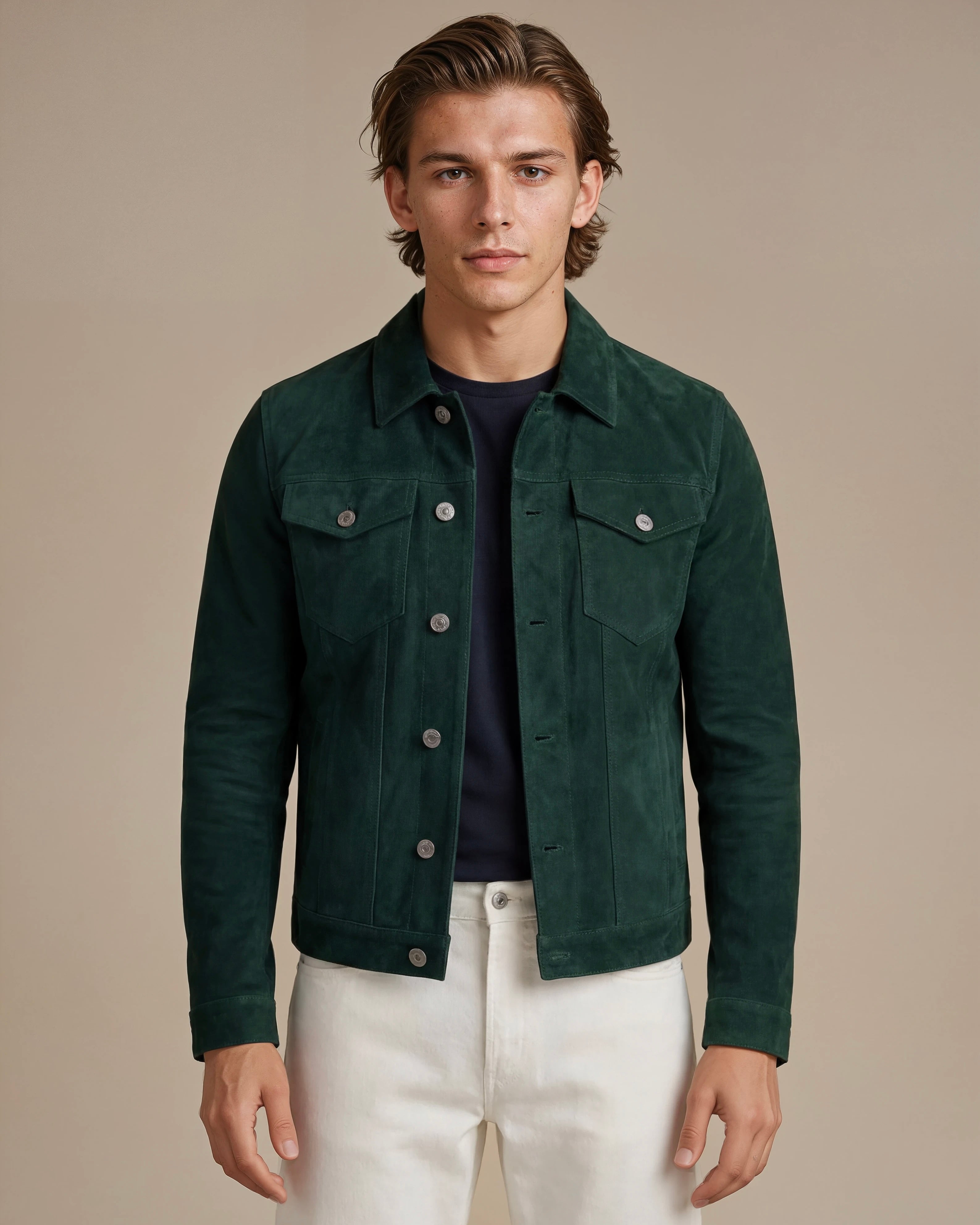 Green Suede Trucker Jacket San Francisco Man – ALLSUEDE
