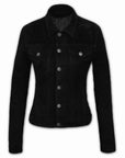 Suede Trucker Jacket: San Francisco Lady Black