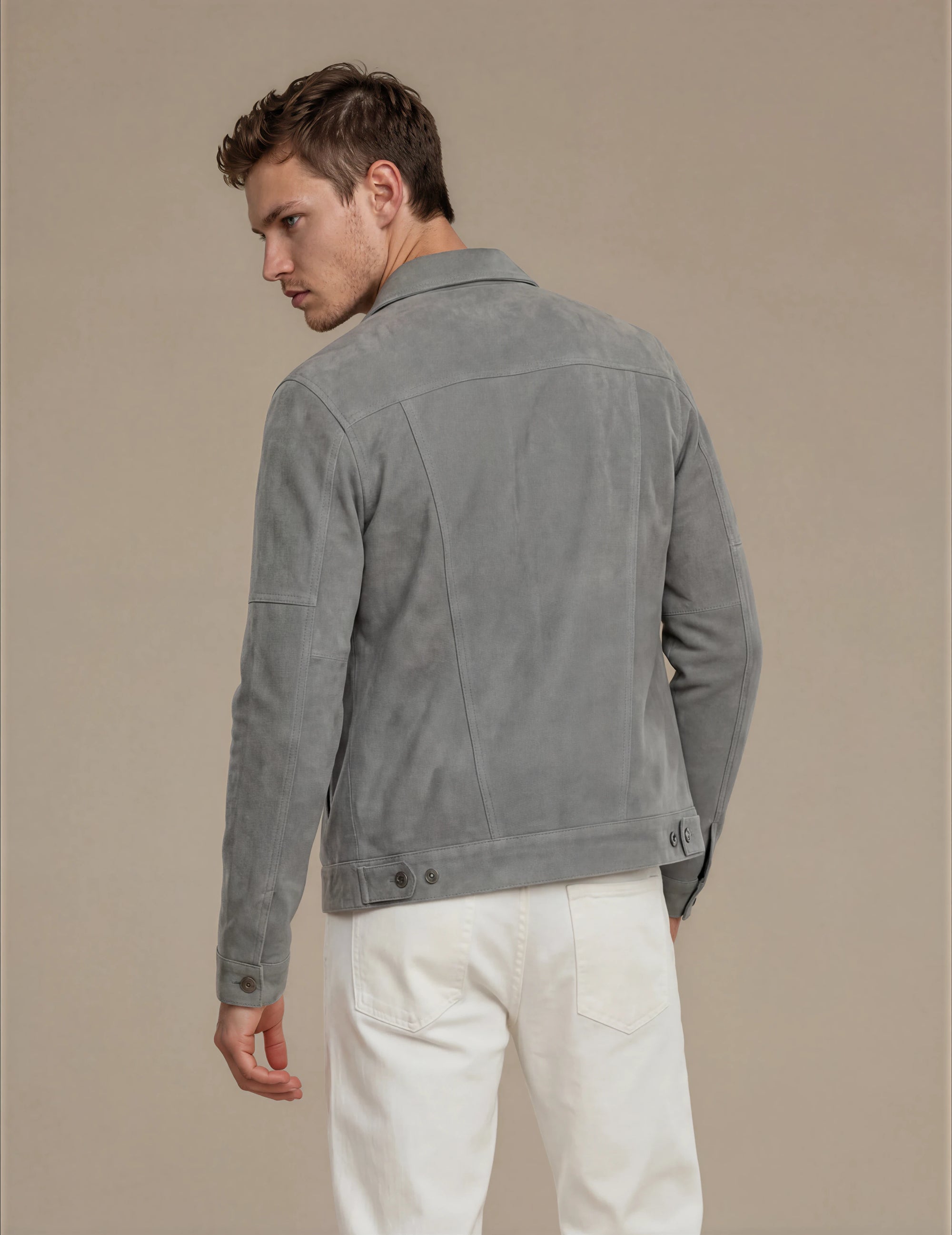 Gray Suede Trucker Jacket San Francisco Man