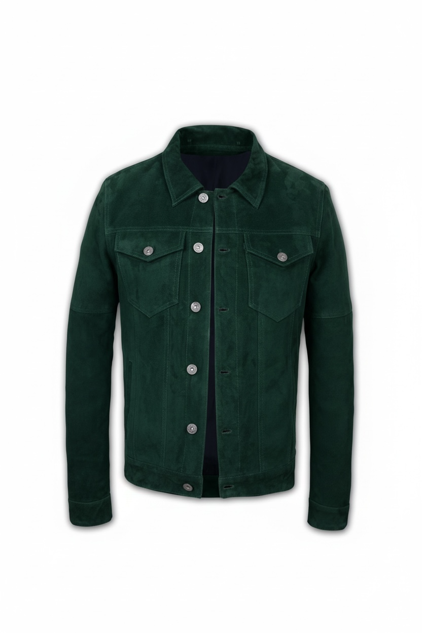 Green Suede Trucker Jacket San Francisco Man