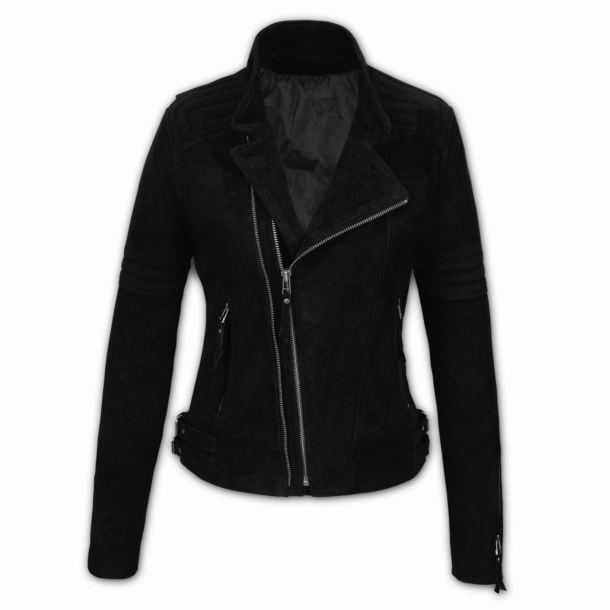 Suede Biker Jacket: Berlin Lady Black