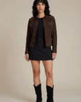 Suede Trucker Jacket: San Francisco Lady Brown