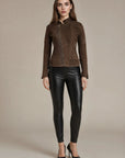Suede Biker Jacket: Berlin Lady Brown