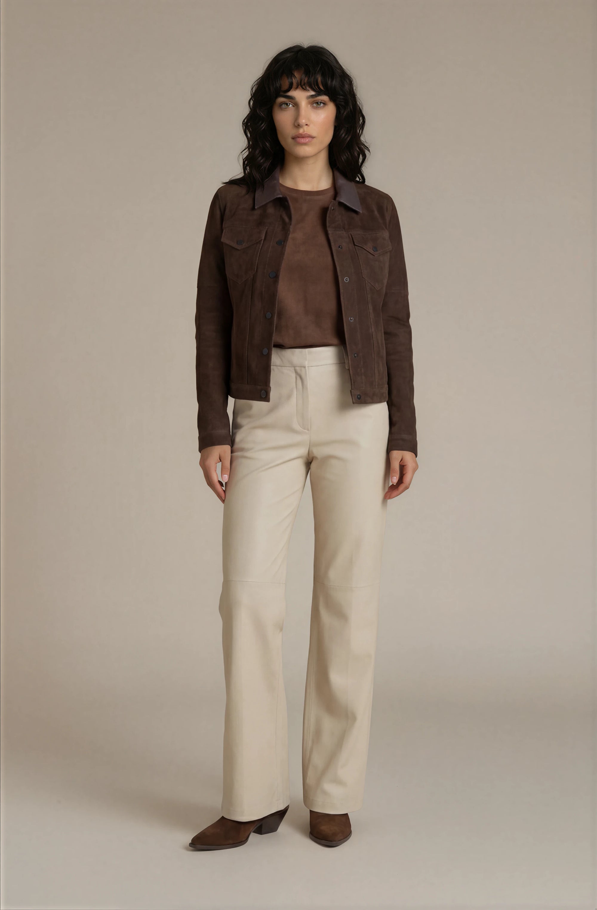 Brown Suede Trucker Jacket San Francisco Lady 2.0