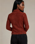Crimson Suede Trucker Jacket San Francisco Lady