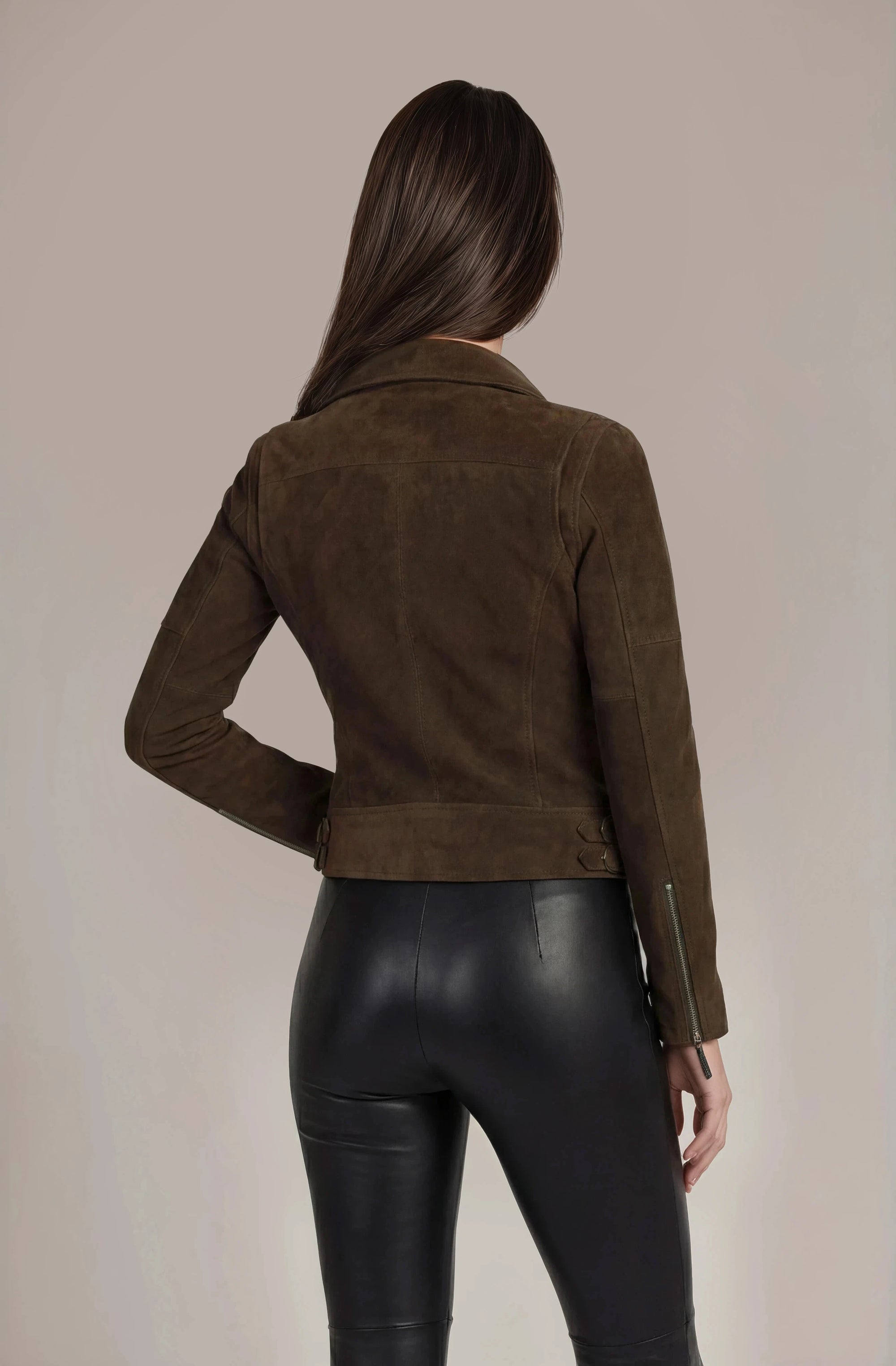 Suede Biker Jacket: Berlin Lady Brown