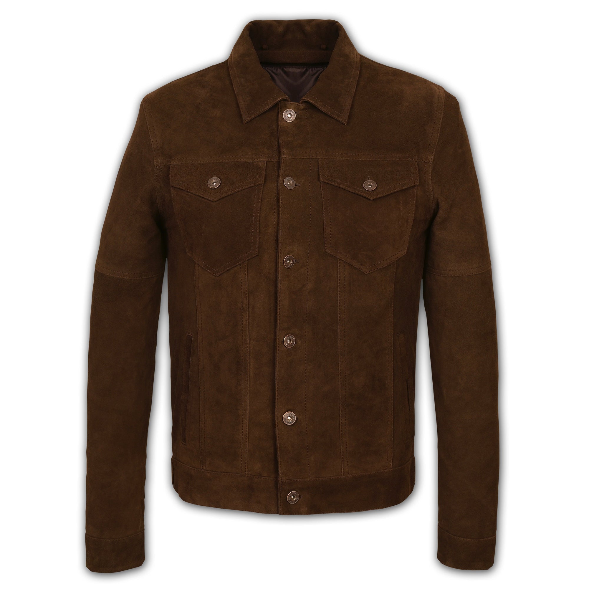Suede Trucker Jacket: San Francisco Man Brown