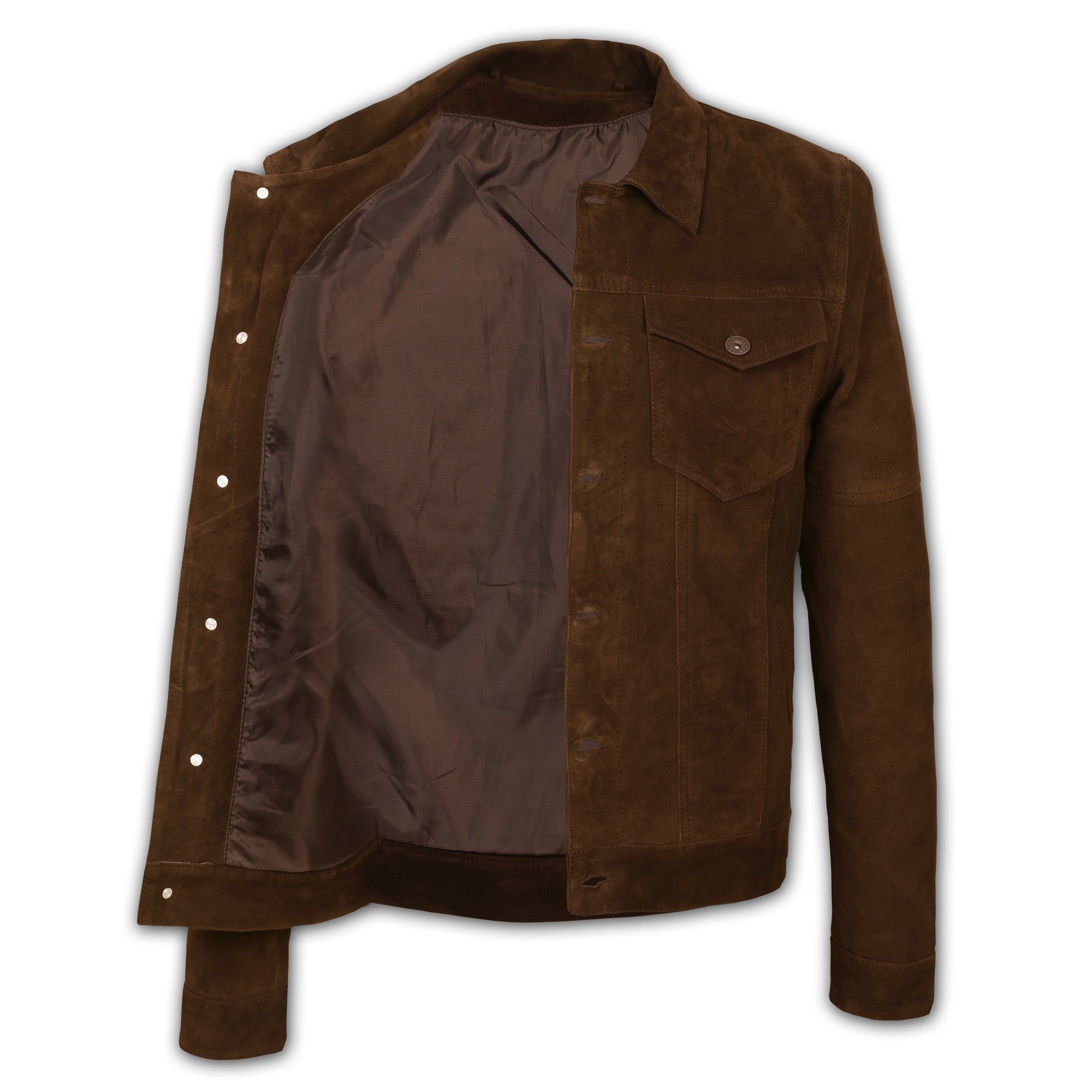 Suede Trucker Jacket: San Francisco Man Brown