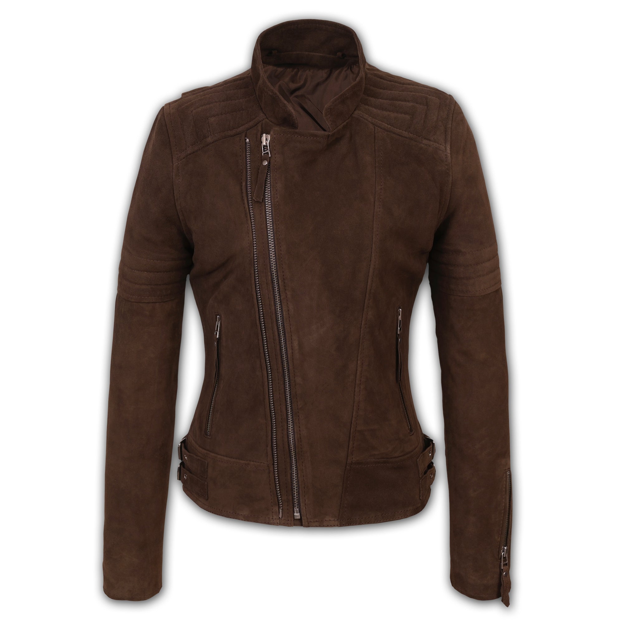 Suede Biker Jacket: Berlin Lady Brown