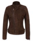 Suede Biker Jacket: Berlin Lady Brown