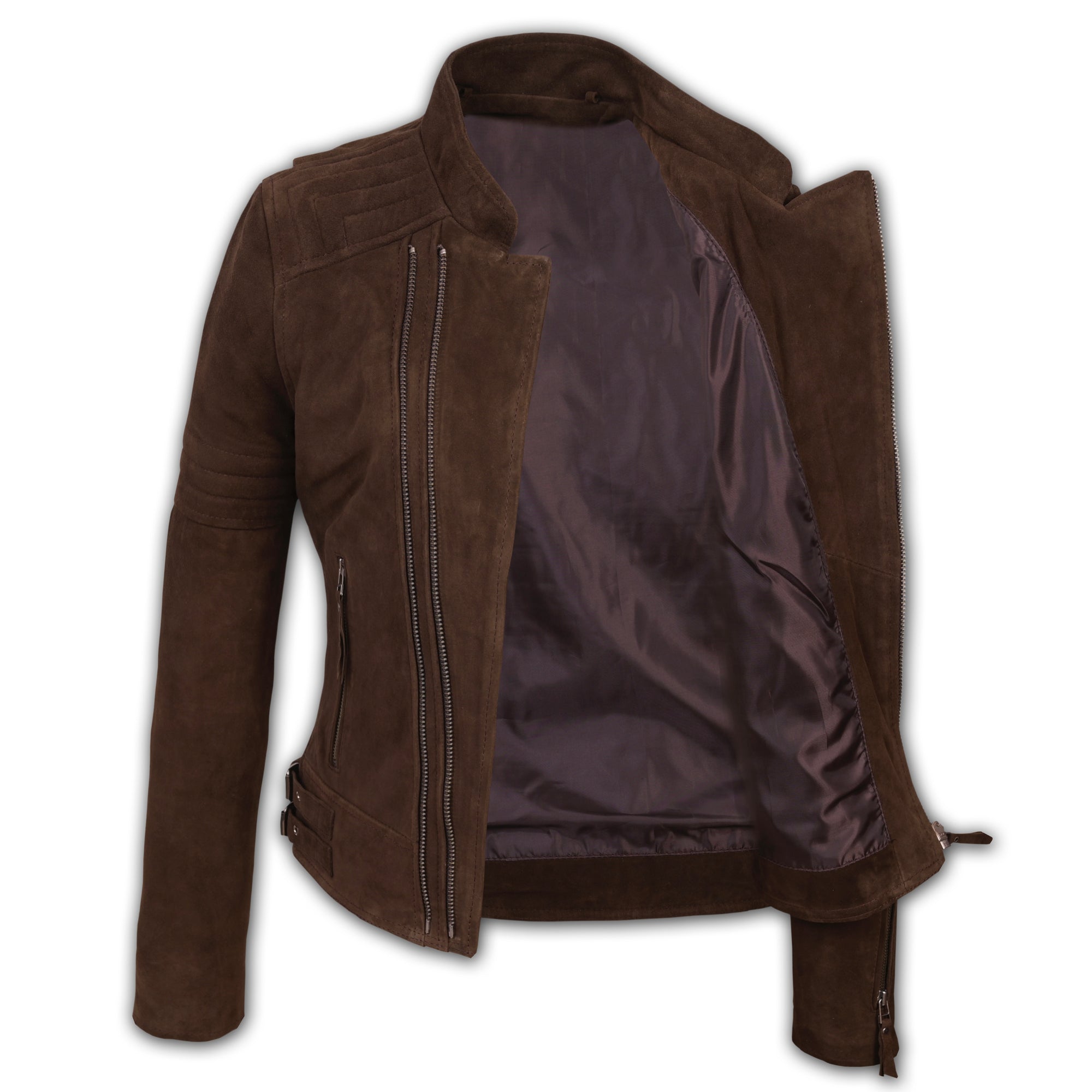 Suede Biker Jacket: Berlin Lady Brown