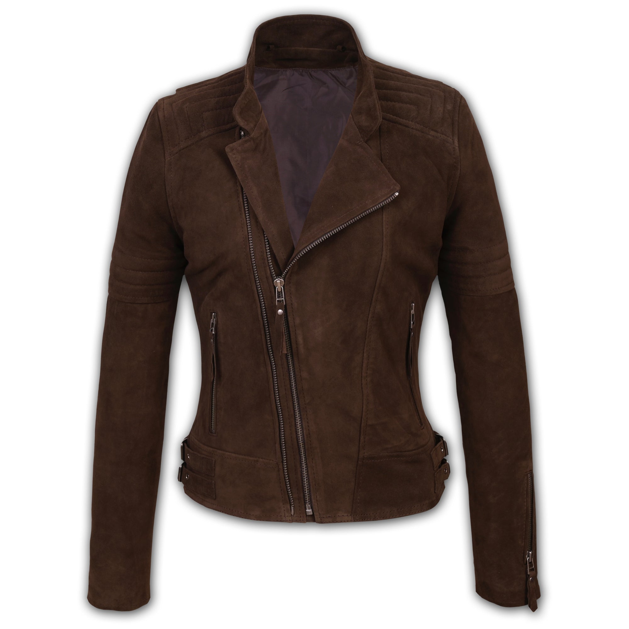 Suede Biker Jacket: Berlin Lady Brown
