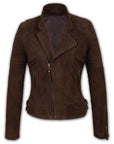 Suede Biker Jacket: Berlin Lady Brown