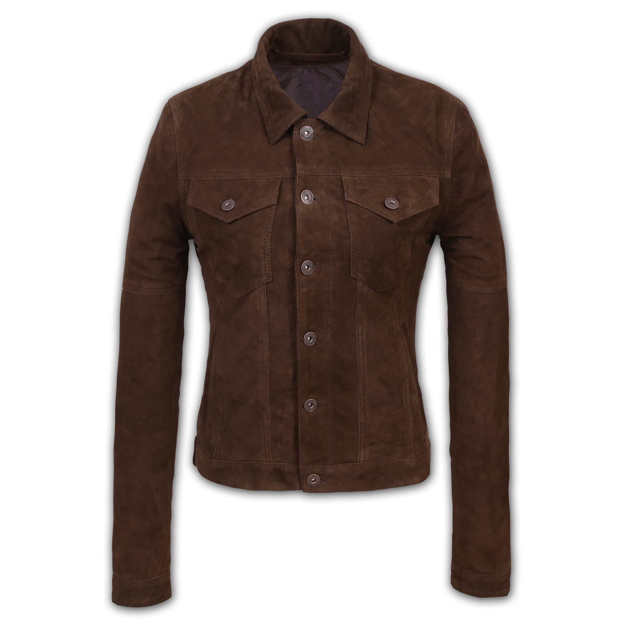 Suede Trucker Jacket: San Francisco Lady Brown