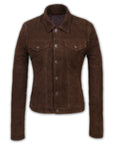 Suede Trucker Jacket: San Francisco Lady Brown