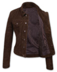 Suede Trucker Jacket: San Francisco Lady Brown