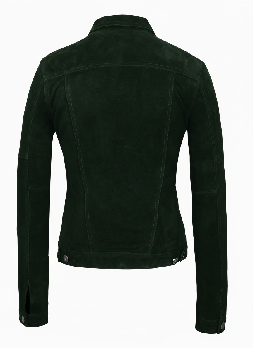 Green Suede Trucker Jacket San Francisco Lady