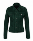 Green Suede Trucker Jacket San Francisco Lady