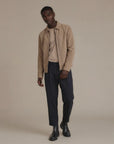 Beige Suede Harrington Jacket: New York Man