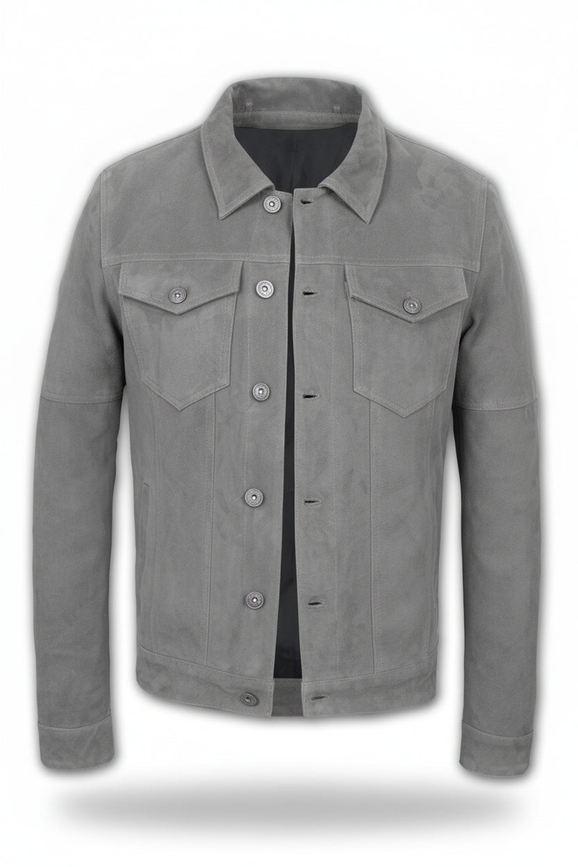 Gray Suede Trucker Jacket San Francisco Man